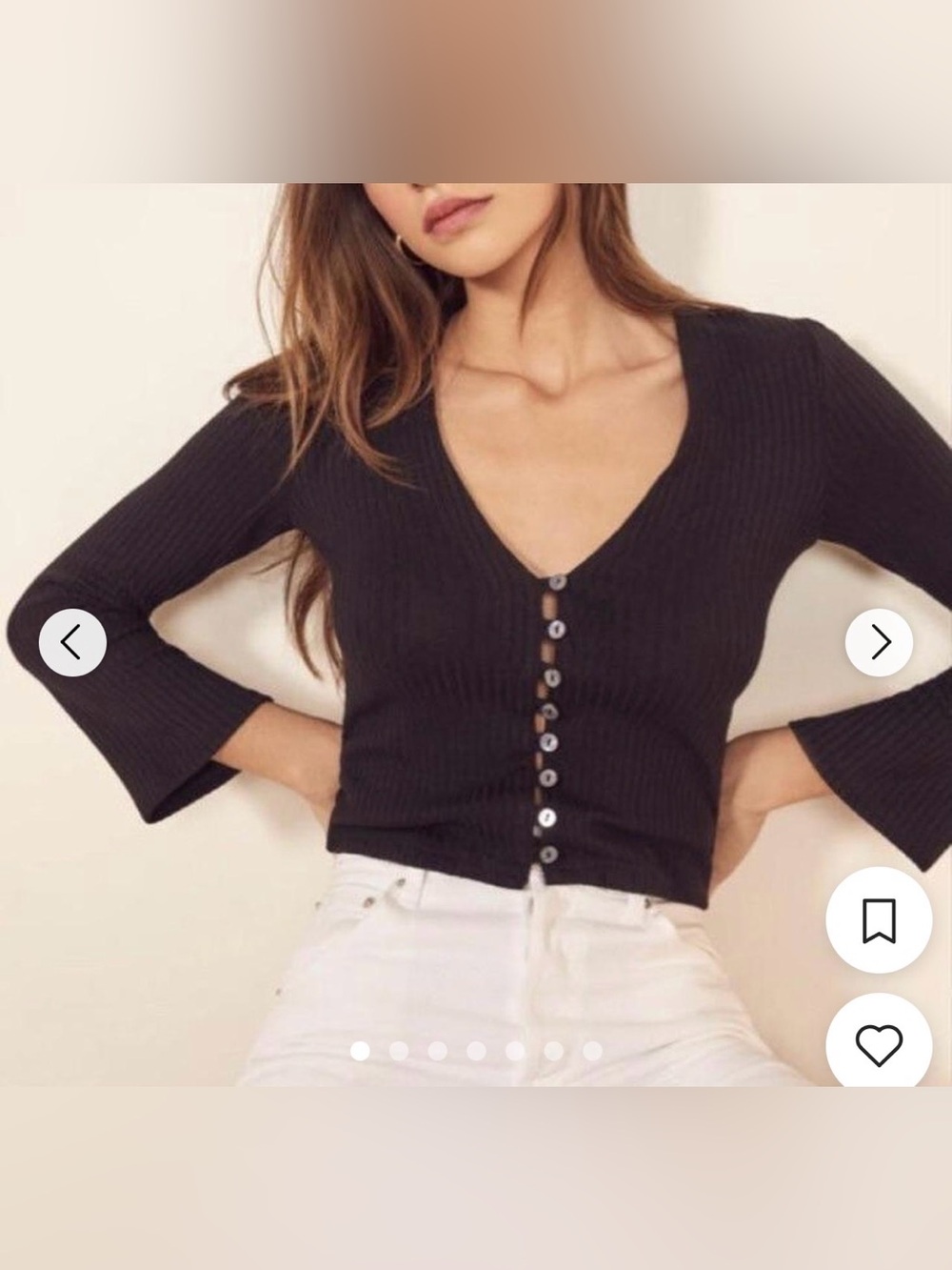 Reformation Black Gellar Ribbed Knit Cardigan